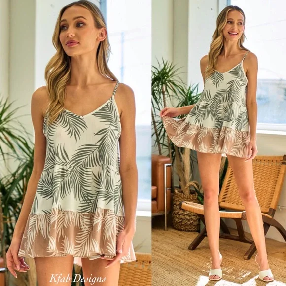 LAST 1! Aloha Tiered Ruffle Leaf Print Tunic! - Picture 5 of 10